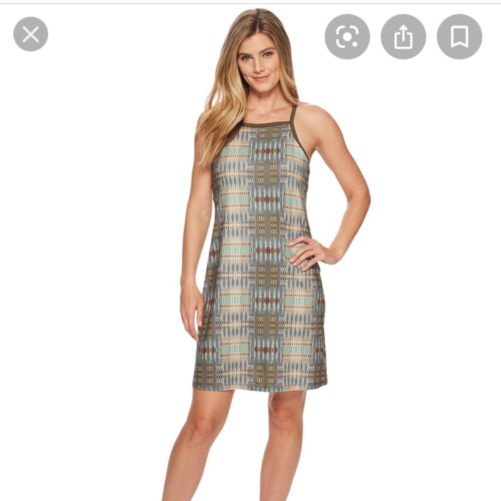 prAna High Neck Shelf Bra Cargo Desert Geo Ador